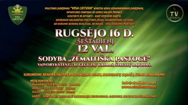 VISA LIETUVA kviečia visus į susitikimą Šiaulių rajone.